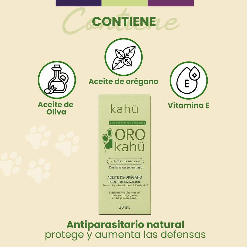 ORO KAHÜ – Protección integral con aceites funcionales para perros y gatos.